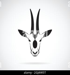 Vektor eines mit Scimitar gehörnten Oryx-Kopfes auf weißem Hintergrund. Wilde Tiere. Vektorgrafik. Stock Vektor