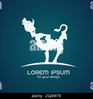 Vektorbild eines Kuhdesigns auf blauem Hintergrund. Leicht editierbare Vektorgrafik mit Ebenen. Nutztier. Stock Vektor