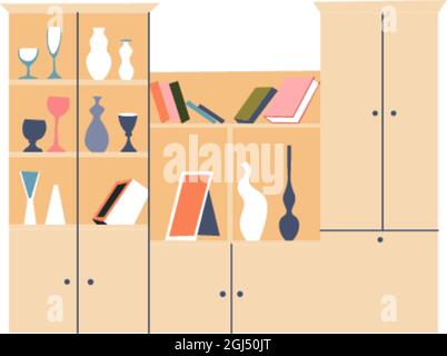 Kleiderschrank mit Regalen, Möbel für Home Office Stock Vektor