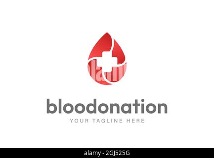 Minimalistisches Logo-Design-Template für Blutspende-Kampagne mit Schriftzug auf weißem Hintergrund Stock Vektor