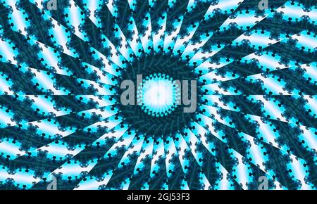 Illustration abstrakte kaleidoskopische Muster in Jadefarbe entstanden aus Foto von grünen Bambusblättern für Fliesen, Tapeten, Textilien oder Stockfoto