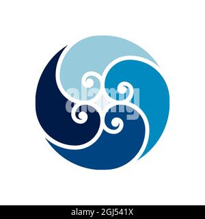 Wave-Logo. Vektor-rundes türkisblaues Logo-Symbol Stock Vektor