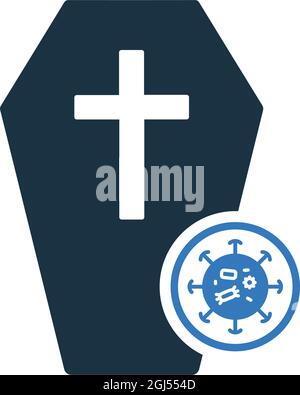 Sarg, Coronavirus-Symbol ist auf weißem Hintergrund isoliert. Verwendung für Grafik- und Webdesign oder kommerzielle Zwecke. Vektor-EPS-Datei. Stock Vektor