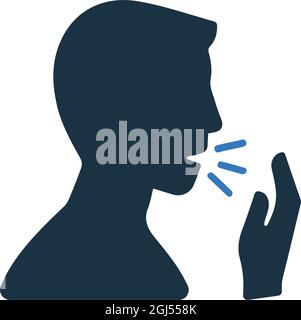 Coronavirus, Hustensymbol ist auf weißem Hintergrund isoliert. Verwendung für Grafik- und Webdesign oder kommerzielle Zwecke. Vektor-EPS-Datei. Stock Vektor