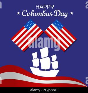 Illustration Vektor Design der Columbus Day Vorlage Stock Vektor