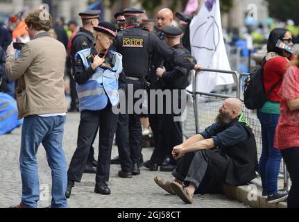 London, Großbritannien. Aussterbungsrebellion Klimaprotest in der City of London, 3. September 2021. Stockfoto