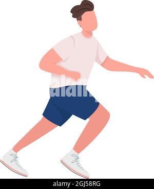 Männlicher Sprinter, halbflacher Farbvektor Stock Vektor