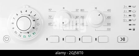 Major Appliance - Vorderansicht Waschmaschine Bedienfeld elektronische Steuereinheit Stockfoto