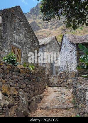 Dorf im Tal Ribeira do Paul auf der Insel Santo Antao, Kap Verde. (Nur Für Redaktionelle Zwecke) Stockfoto