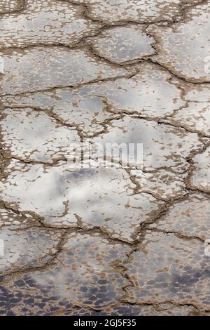 Afrika, Kenia, Magadi, Luftaufnahme der Ratsformationen getrocknet Salz in Lake Magadi in Rift Valley. Stockfoto