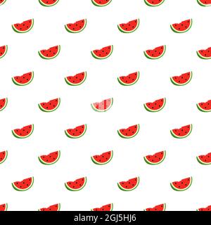 Helles, nahtloses Muster mit roter Wassermelone. Saftiges Wassermelonenmuster Stock Vektor