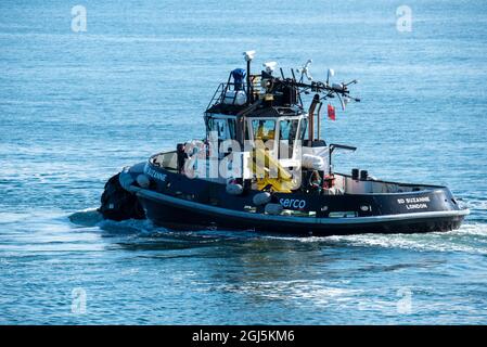 Serco Marine Services ASD 2009-Klasse, Schlepper „SD Suzanne“, Portsmouth Harbour, Hampshire Stockfoto