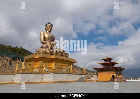 Bhutan, Thimphu. Kuensel Phodrang, auch bekannt als Buddha Point, beherbergt die größte Buddha-Statue des Landes. Stockfoto