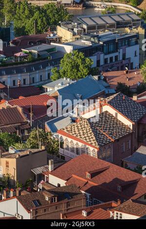 Georgien, Tiflis. Altstadt, Blick von der Festung Narikala. Stockfoto