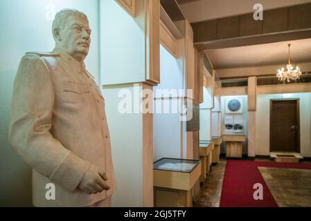 Georgien, Gori. Kriegsmuseum, Statue des ehemaligen sowjetischen Diktators Joseph Stalin. Stockfoto