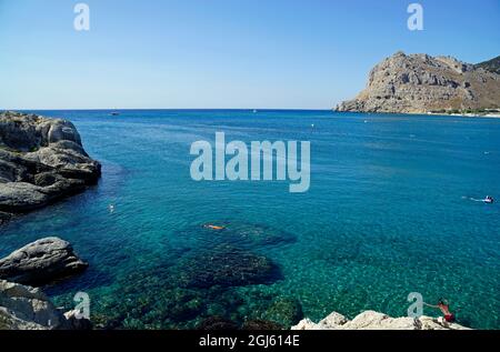 Malerischer kolymbia Strand auf rhodos Insel in griechenland Stockfoto