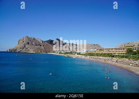 Malerischer kolymbia Strand auf rhodos Insel in griechenland Stockfoto
