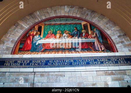 Westjordanland, Bethanien. Lazarus-Kirche, Mosaik in der Kirche. Stockfoto