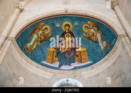 Palästinensische Gebiete, Nablus. Kirche St. Photina (Jakobsbrunnen) innen. Stockfoto