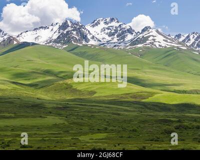 Die Suusamyr-Ebene, ein Hochtal im Tien-Shan-Gebirge, Kirgisistan Stockfoto