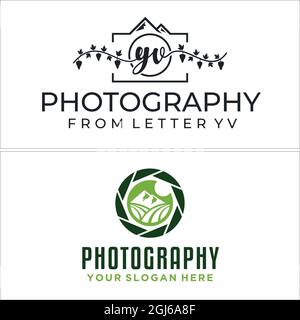 Fotografie Landwirtschaft Shutter Kamera Berg Logo Design Stock Vektor