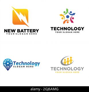 Technologie Lightning Electric Energy people Community Logo Design Stock Vektor