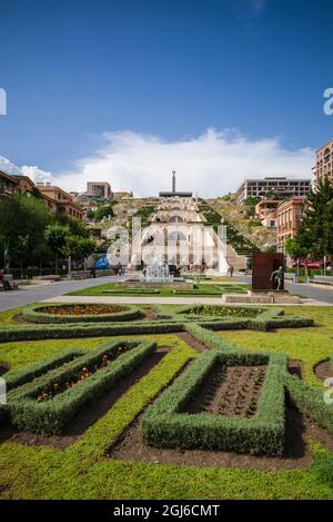 Armenien, Jerewan. Die Kaskade, Blick auf die Brunnen. Stockfoto