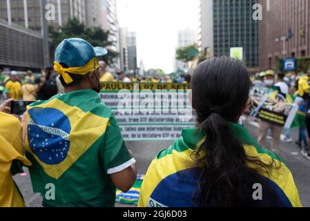 Brasilianer pro-Regierung am 7. September Stockfoto