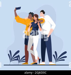 Menschen, die Fotos mit Smartphone Illustrated Vector Illustration. Stock Vektor