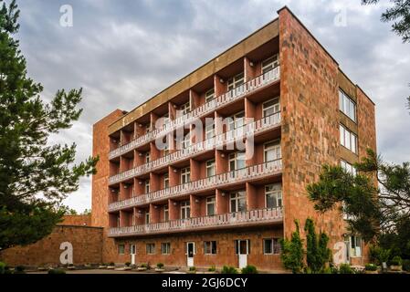 Armenien, Yeghegnadzor. Interieur des Hotels Gladzor aus der Sowjetzeit. Stockfoto