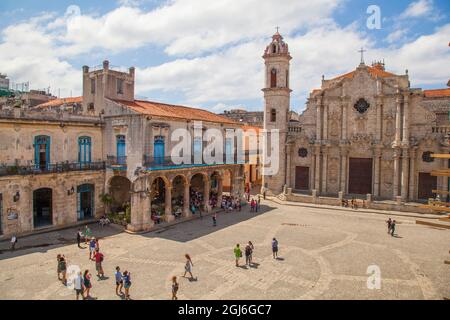 Kuba, Provinz Ciudad de la Habana. Das Viertel La Habana Vieja, das zum Weltkulturerbe gehört, ist der Cathedral Square und die Catedral de la Virgen Maria de la Stockfoto