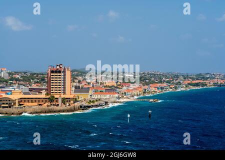 Luftaufnahme der Hauptstadt Willemstad, Curacao. Stockfoto