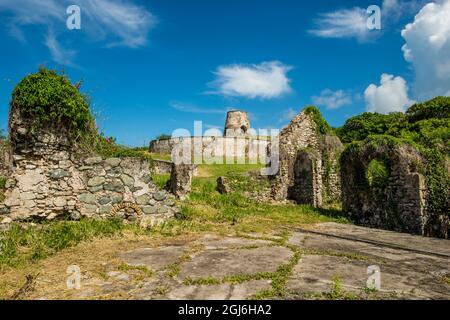 Ruins of Rust Op Twist Sugar Mill Plantage, St. Croix, US Virgin Islands. Stockfoto