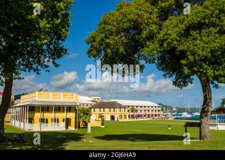 Alte Dänische Zollhaus, Denkmalliste, Christiansted, St. Croix, US Virgin Islands. Stockfoto