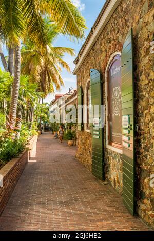 Shopping Viertel der Innenstadt von Charlotte Amalie, St. Thomas, US Virgin Islands. Stockfoto