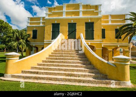 Alte Dänische Zollhaus, Denkmalliste, Christiansted, St. Croix, US Virgin Islands. Stockfoto