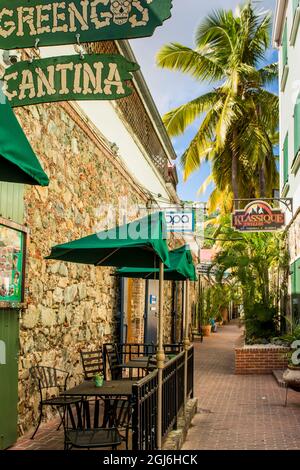 Shopping Viertel der Innenstadt von Charlotte Amalie, St. Thomas, US Virgin Islands. Stockfoto