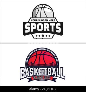 Sport Basketball Emblem Logo Design Stock Vektor