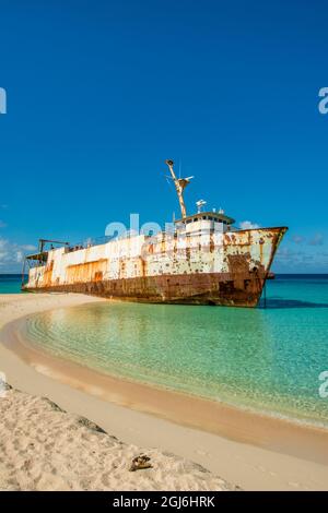 Mega Man Triton Schiffbruch, Governor's Beach, Grand Turk, Turks- und Caicos-Inseln, Karibik. Stockfoto