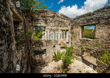 Wade's Green Plantation Historic Site, North Caicos, Turks- und Caicos-Inseln, Karibik. Stockfoto