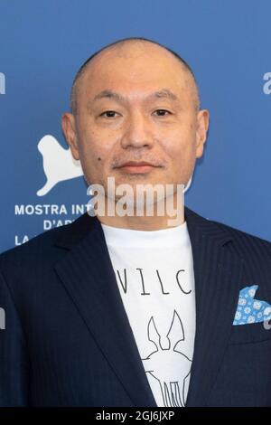 Venedig, Italien. September 2021. Masaaki Yuasa nimmt am 09. September 2021 an der Fotoschau von „Ino-Hu“ während des 78. Filmfestivals in Venedig im Palazzo del Casino auf dem Lido in Venedig, Italien, Teil. Kredit: dpa/Alamy Live Nachrichten Stockfoto