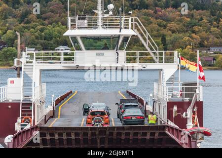 Kanada, New Brunswick, Kennebecasis River Valley. Gondel Point Ferry. Stockfoto