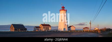 Kanada, New Brunswick, Acadian Halbinsel, miscou Island, miscou Leuchtturm, Sonnenuntergang Stockfoto