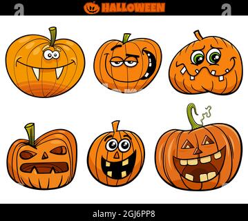 Cartoon-Illustration von Halloween Kürbisse oder Jack'o'Laternen Comic-Figuren Stock Vektor