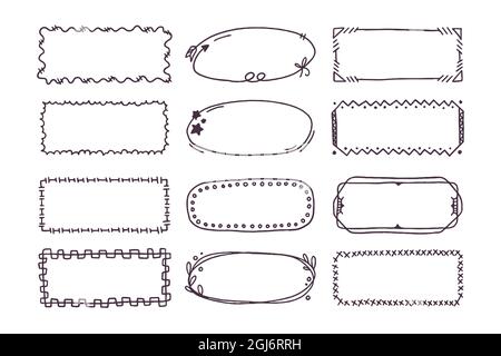 Doodle Frame Set handgezeichnete Vektor-Illustration. Stock Vektor