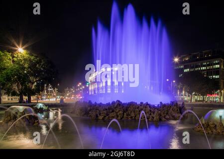 Europa, Österreich, Wien, Hochstrahlbrunnen, Brunnen zur Erinnerung an die Wasserversorgung Wiens Stockfoto