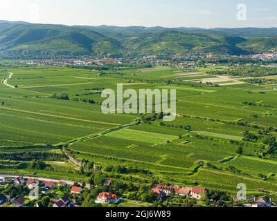 Blick auf die Donau vom Kloster Gottweig, UNESCO-Weltkulturerbe Wachau, Niederösterreich Stockfoto