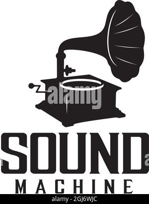 Black Classic Vinyl Recording Maschine Vektor-Logo-Design Stock Vektor