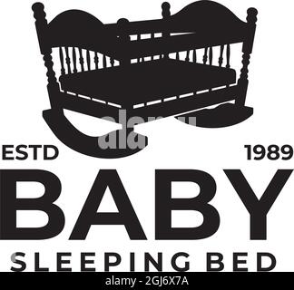Schwarzes Baby-Schlafbett Vektor-Logo-Design Stock Vektor