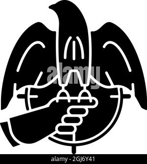 Falknerei auf der Jagd nach schwarzer Glyphe Stock Vektor